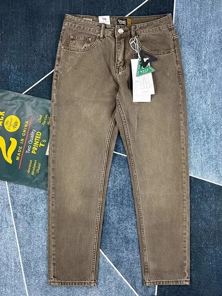 

Мужские джинсы American Sle, цвет пустыни, военные, жесткие, прямые, длинные брюки, прочные, износостойкие, повседневные, молодежные, модные
