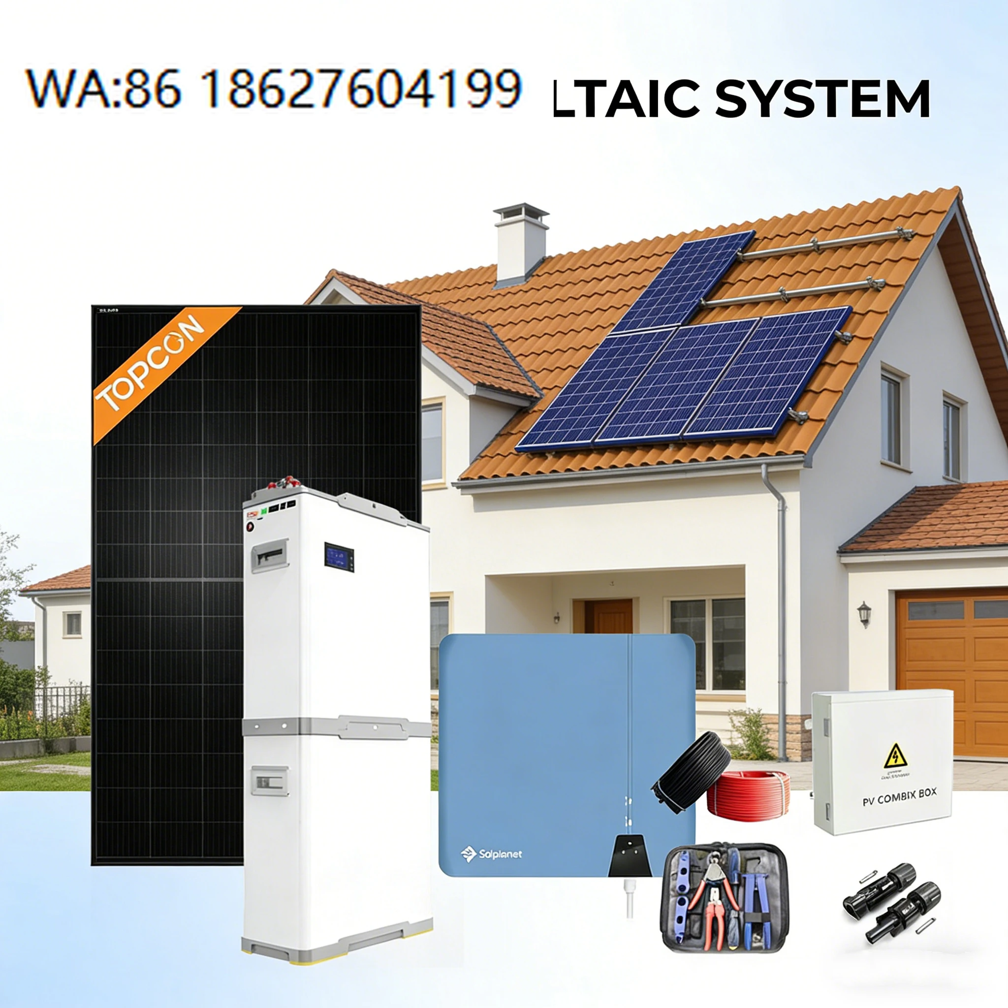 6KW MPPT Monocrystalline Hybrid Solar System Kit Wholesale Household Off-Grid Lithium Battery Power Generation Equipment