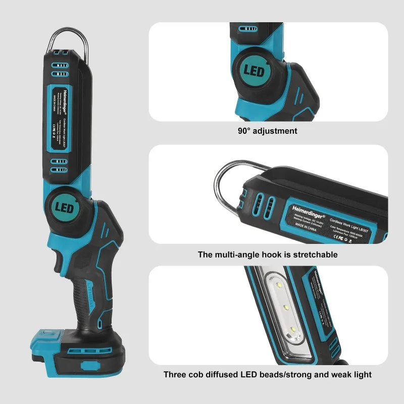 HAKSINKY Portable Handheld Floodlight Wireless LED Work Light for Makita/Milwaukee 18/20V Lithium Batteries for Camping Lighting