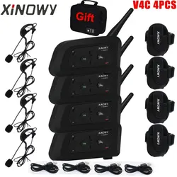 XiNOWy-auriculares de árbitro V4C, intercomunicador con Bluetooth, Full Duplex, 1200M, gancho para la oreja para fútbol, interfono con bolso de mano, 4 piezas