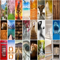 Door sticker Modern abstract decorative self-adhesive sticker Art poster decal Home waterproof detachable decoration