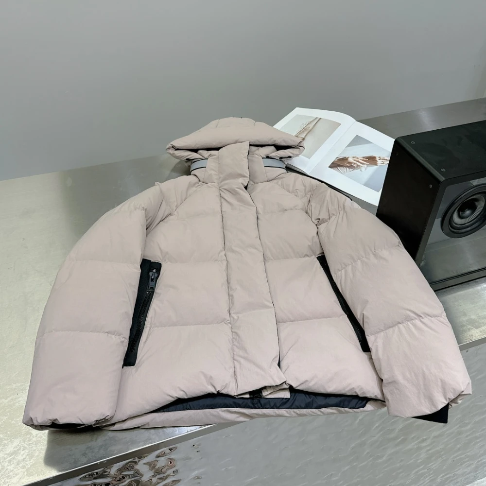 الرجال الفاخرة الشتاء مقنعين الأبيض بطة أسفل معاطف 2025 العلامة التجارية في الهواء الطلق فضفاض الخبز الستر الذكور بلون مصمم ملابس خارجية #5