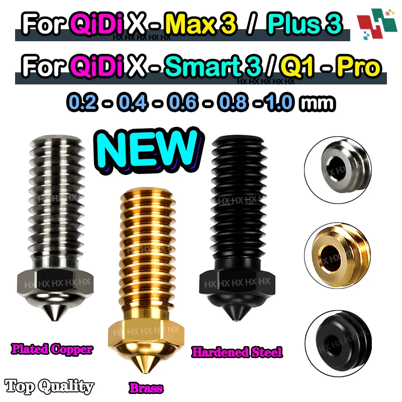 Brass Hardened Steel X PLUS 3/ X MAX 3/X SMART 3 Qidi q1 Nozzle Plated Copper For QIDI TECH q1 pro Nozzle