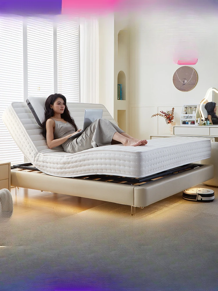 Multi functional electric intelligent double mattress with automatic lifting and zero gravity remote control