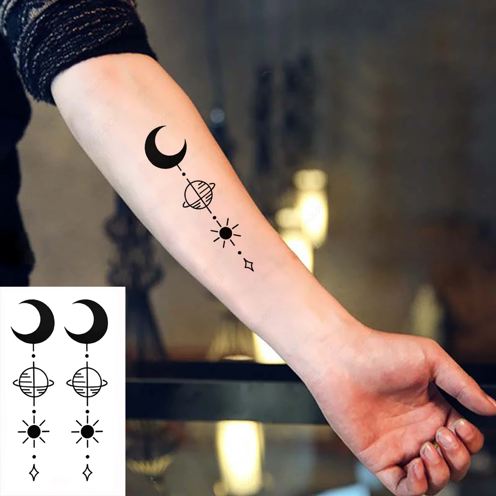 Tattoo Stickers Moon Sun Star Planet Element Temporary Waterproof Tatoo for Men Women Kids Hand Face Makeup Body Art