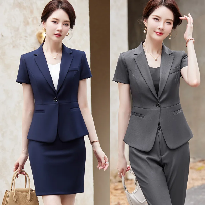 

Gray Suit Women's Summer Hotel Customer Assistant One Button Fashion Business Attire Business Formal Wear Work Clothes