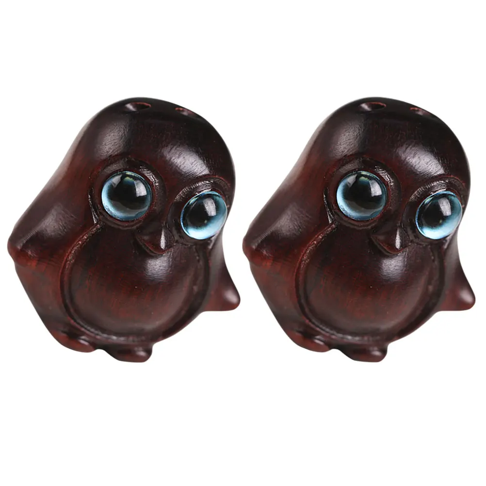 

2 Pcs Wood Carving Penguin Jewelry Charm Sculpture Mini s Little Small Sandalwood Handmade