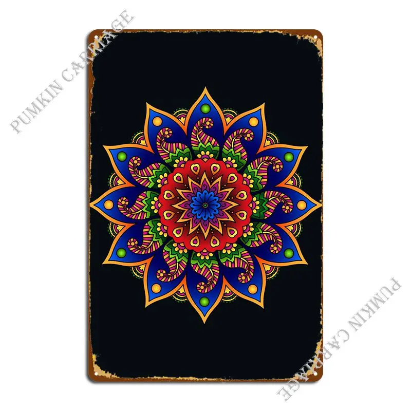 

Colorful Mandala Metal Plaque Poster Decoration Garage Bar Plaques Tin Sign Poster