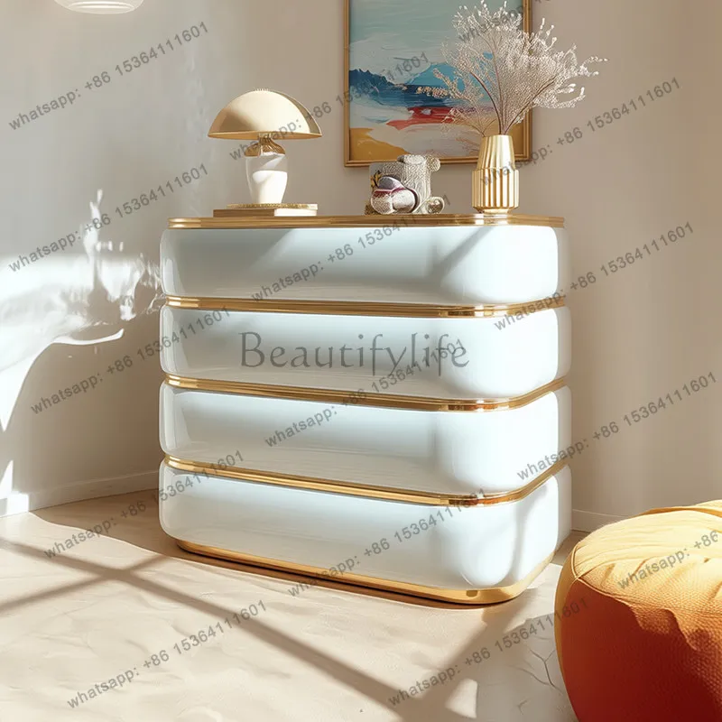 FG American light luxury paint chest cabinet hand-painted gold entrance modern high-end storage cabinet