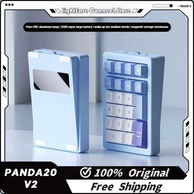 

Наборы мини-цифровых клавиатур PANDA20 V2, алюминиевая беспроводная трехрежимная механическая клавиатура RGB с возможностью горячей замены для офиса и игр