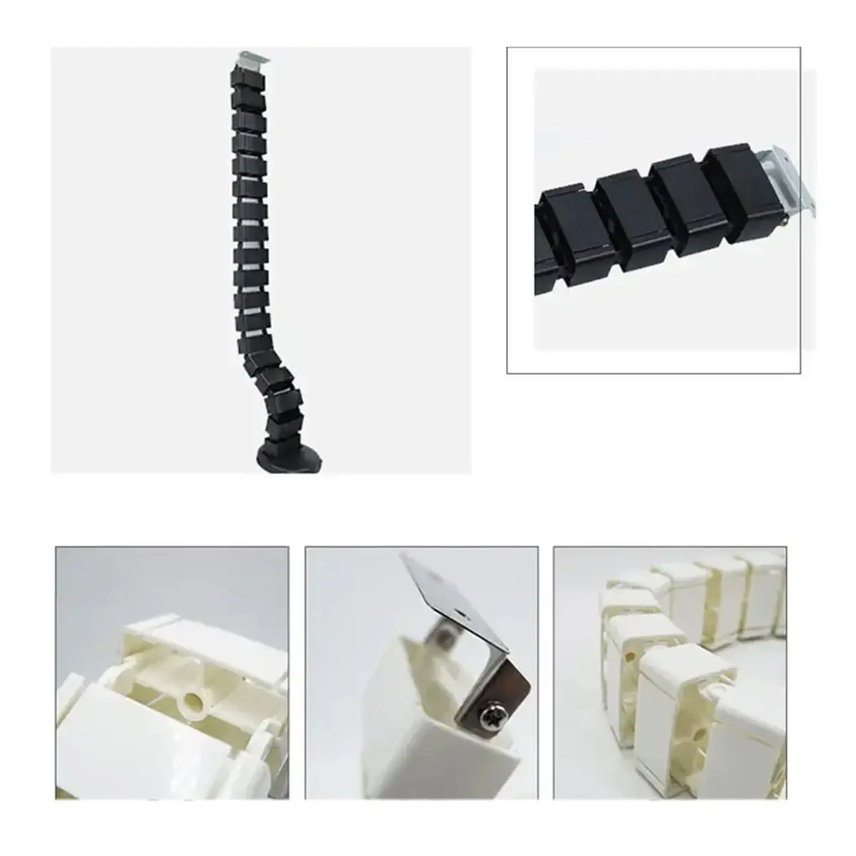 150CM Wire Spine Cable Sleeve Under Wire Management Workstation Snake Wire Organizer Management White
