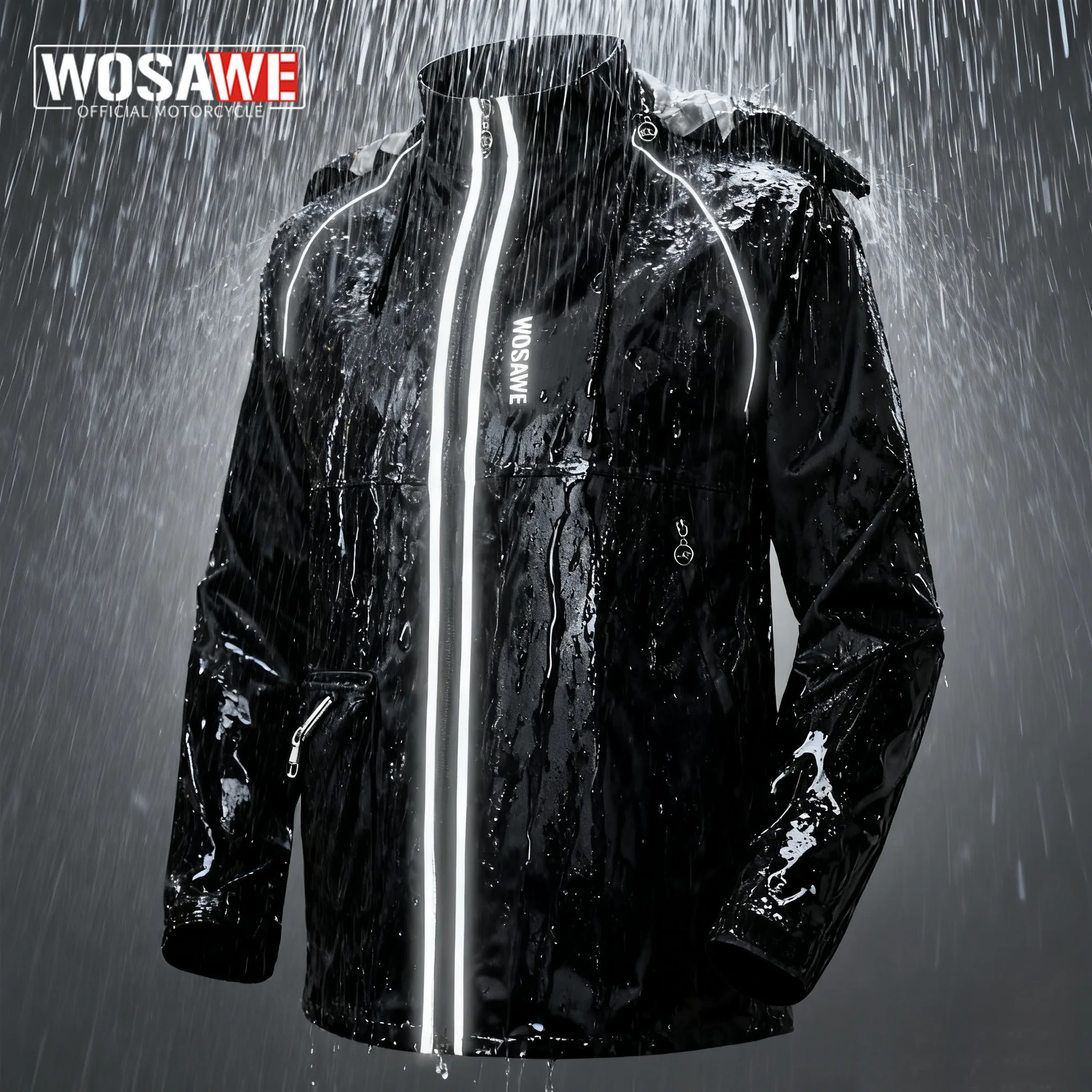 WOSAWE Motorcycle Raincoat 100% Waterproof Reflective Moto Rain Jacket Motocross Rain Coat for Men Women Cycling Motocross Gear