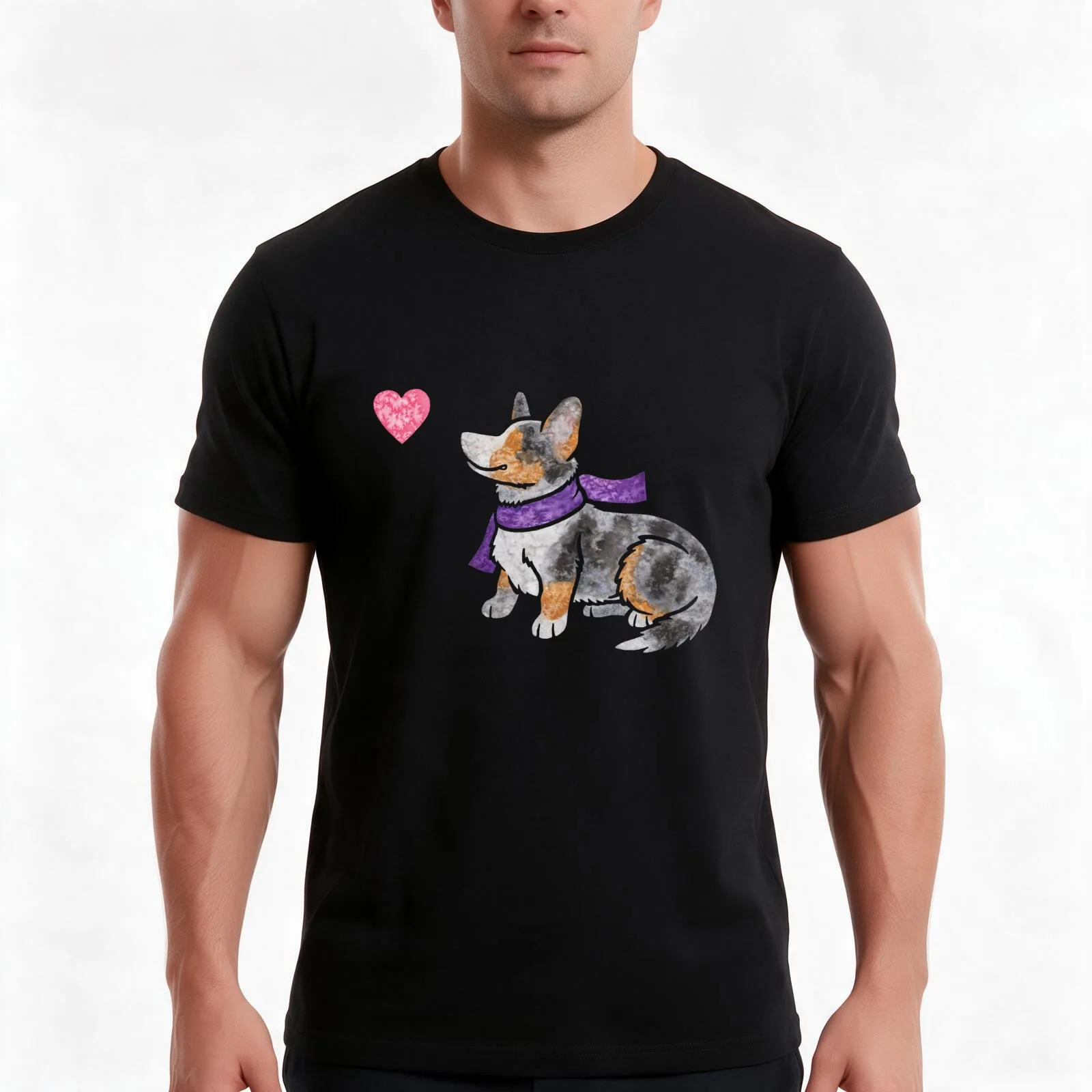 Watercolour Cardigan Welsh Corgi dog T-Shirt, Summer Casual Cotton Tee, Oversized Streetwear Tops, Vintage Graphic Print