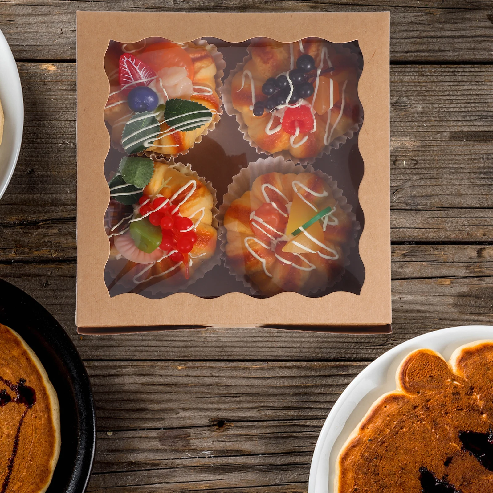 

10Pcs Elegant Party Favor Boxes with Clear Window Paper Packaging Square Boxes for Wedding Birthday Treats Cupcakes Desserts