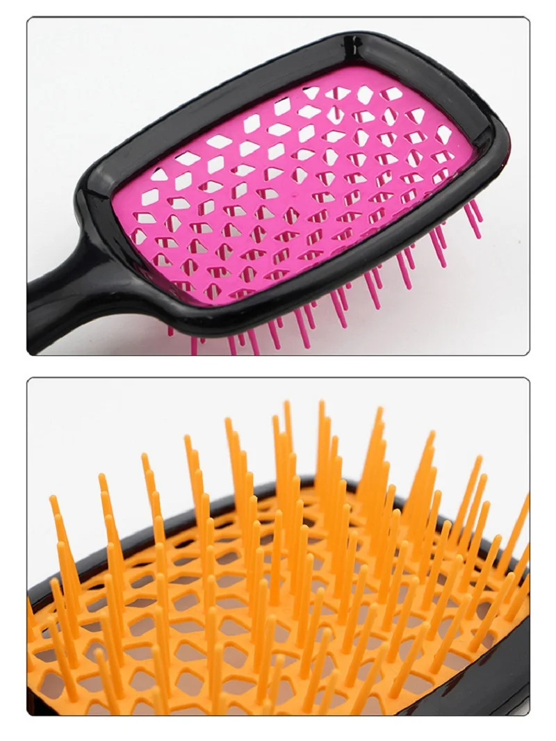 Quadrado oco cabelo pente, couro cabeludo massageador, simples Rib escova, escova Demelant, desembaraçar pente, fofo cabeleireiro estilo ferramenta,