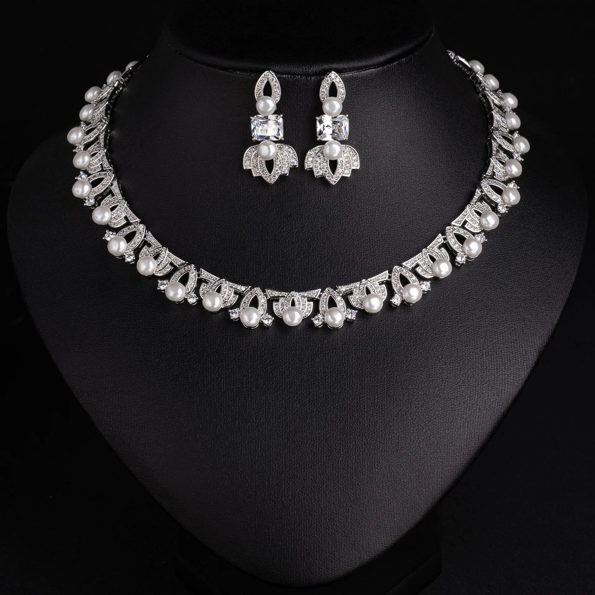 Vintage Colorful Zircon Geometric Drop Earrings & Necklace 5 Vintage Colorful Zircon Geometric Drop Earrings & Necklace