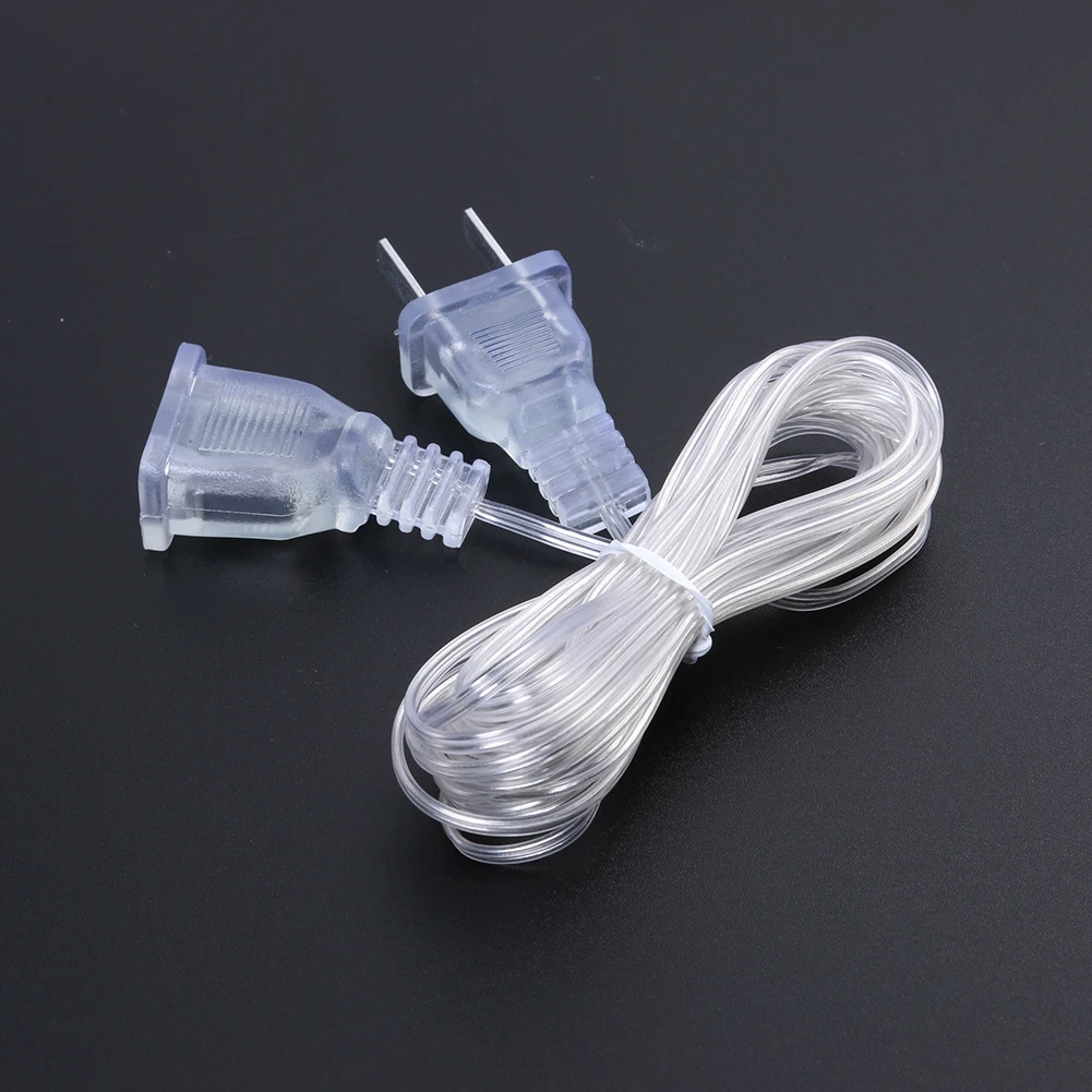 3M Transparent Extension Cord Portable Standard Switch Cable Standard Power Extension Cord for LED String Light Christmas Lights