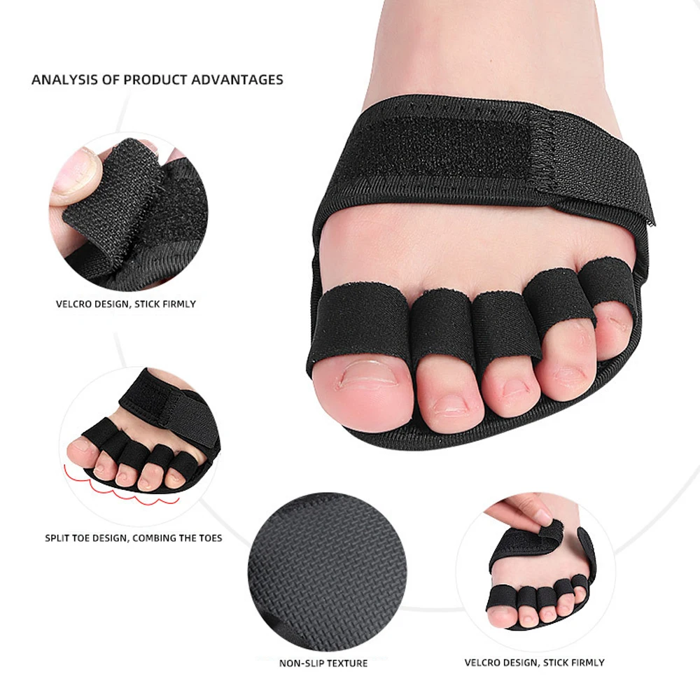 1 Pair Five-Finger Half-Palm Yoga Socks Non-Slip Texture Protection Pad Helpful Hallux Valgus Over lapping Hammer Toe Splitter