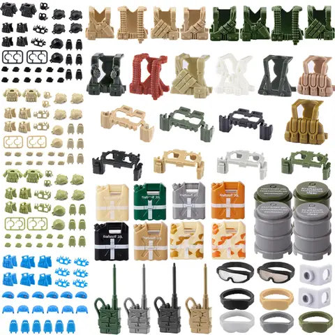 WWII Military Building Blocks Accessories USA Army German Body Armor Vest Equipment Bag Belt Gift Toy Mini Bricks Goggles X012