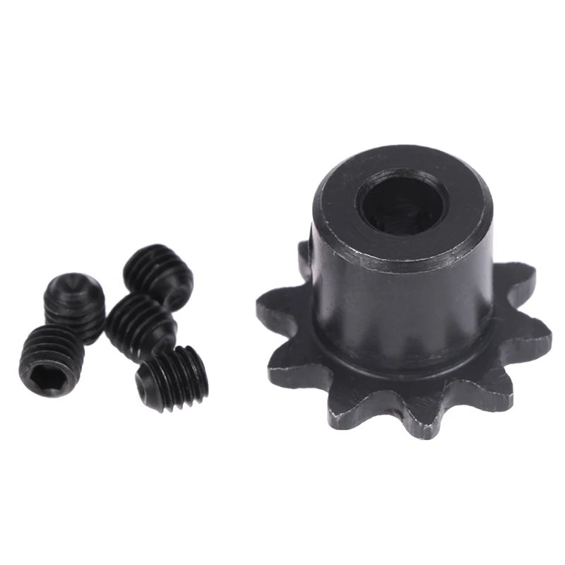 Black 1pcs 04C Chain Gear 45# Steel 10 Teeth Industrial Sprocket Wheel With Top Wire Bore 5mm 6mm 8mm 10mm