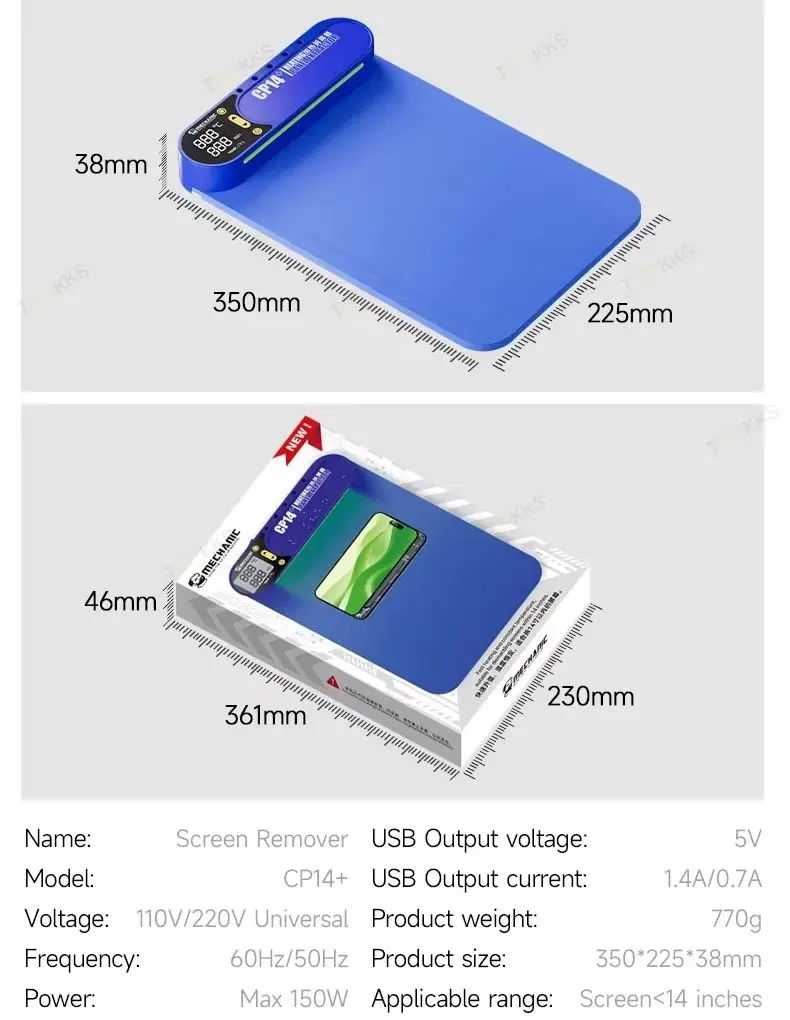 MECHANIC CP14+ Intelligent Screen Heating Separator with Dust Detection Light for Mobile Phone Screen Heating Repair Pad Tool