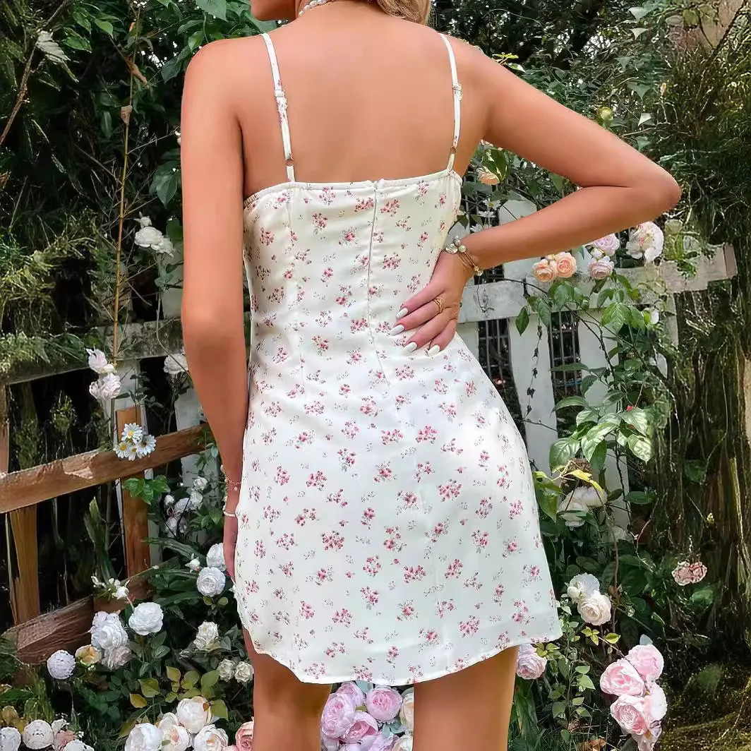 Vestido de viaje informal para mujer, top de encaje sexy Delgado, bellezza de fiesta, Europa e Estados Unidos, tinta unita, traf