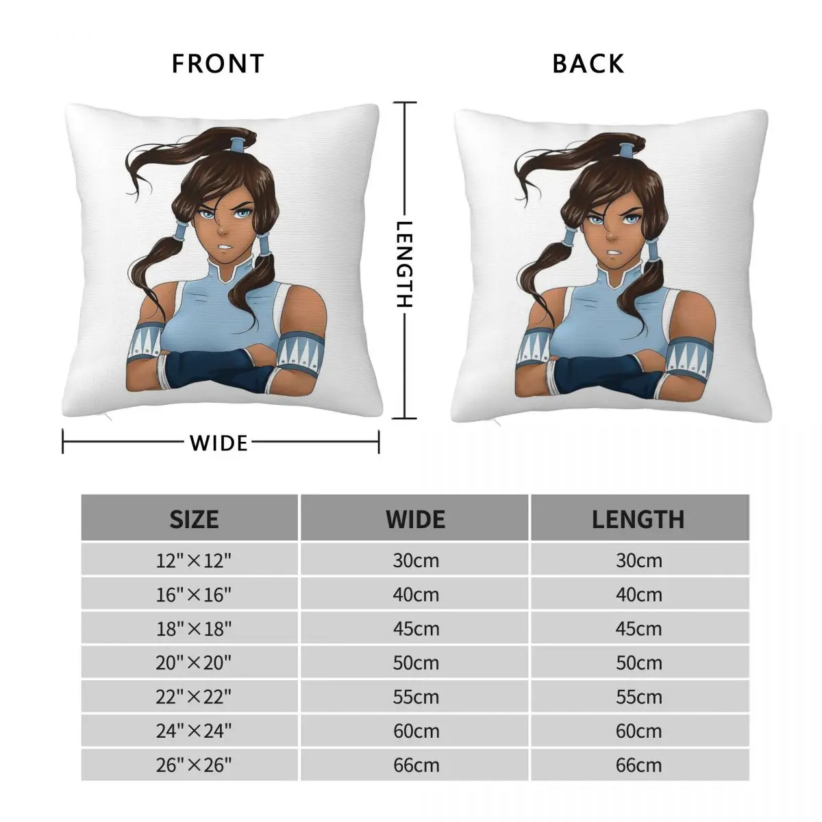 Korra Square Pillowcase Polyester Linen Velvet Creative Zip Decorative Room Cushion Cover 45x45