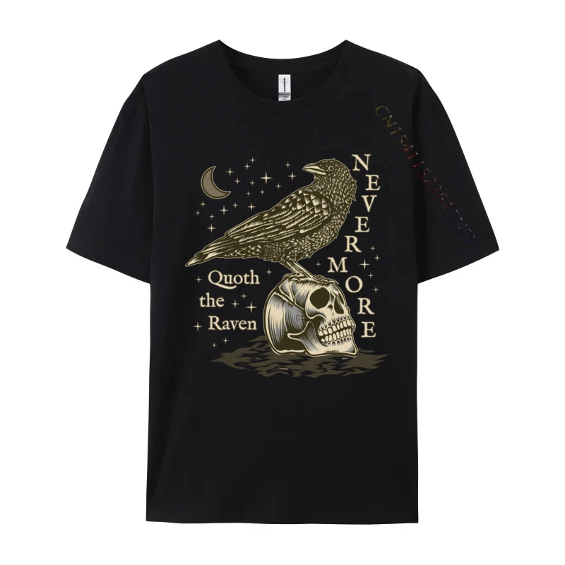 Nevermore The Raven Edgar Allan Poe Dark Academia Literature Casual T-Shirt New Summer/Fall Tops & Tees Cotton Men