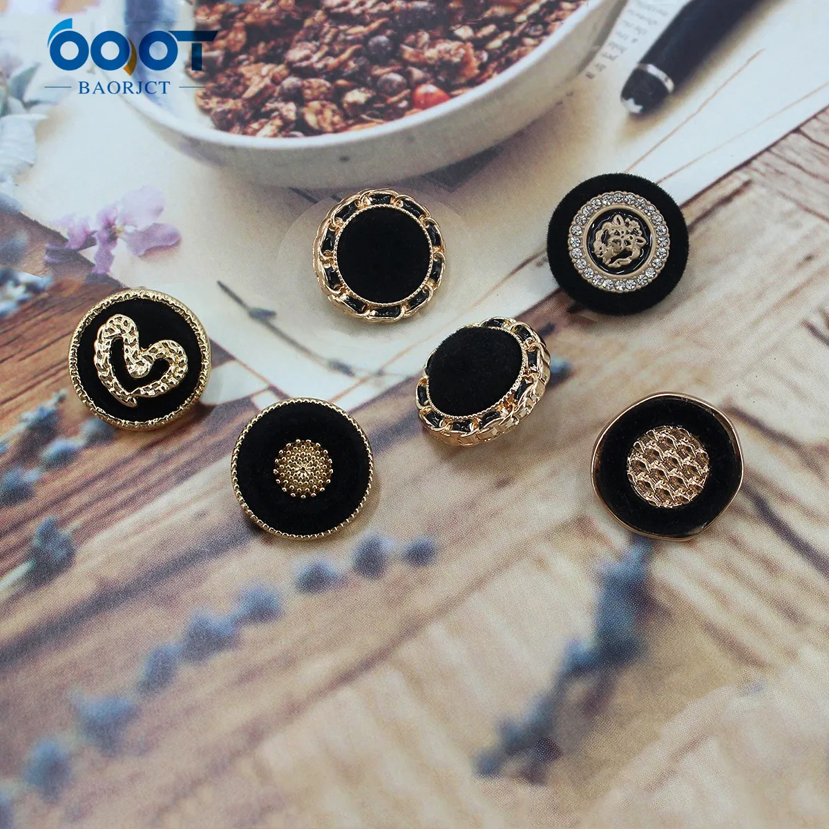 Metal Flocking Button Gold High-Quality Sweater Coat Decoration Buttons Accessories DIY 2Pcs/Lot X-327