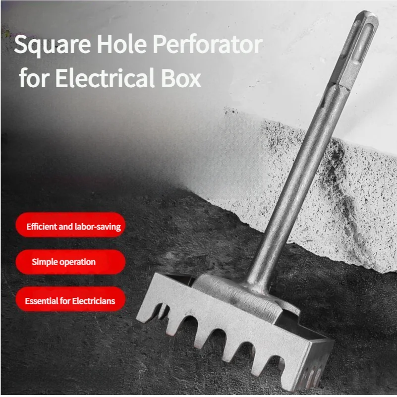 Square Hole Cutter for Electrical Box Type86 Square Socket Perforator for Electric Hammer Wall Slotting Installation Socket Tool