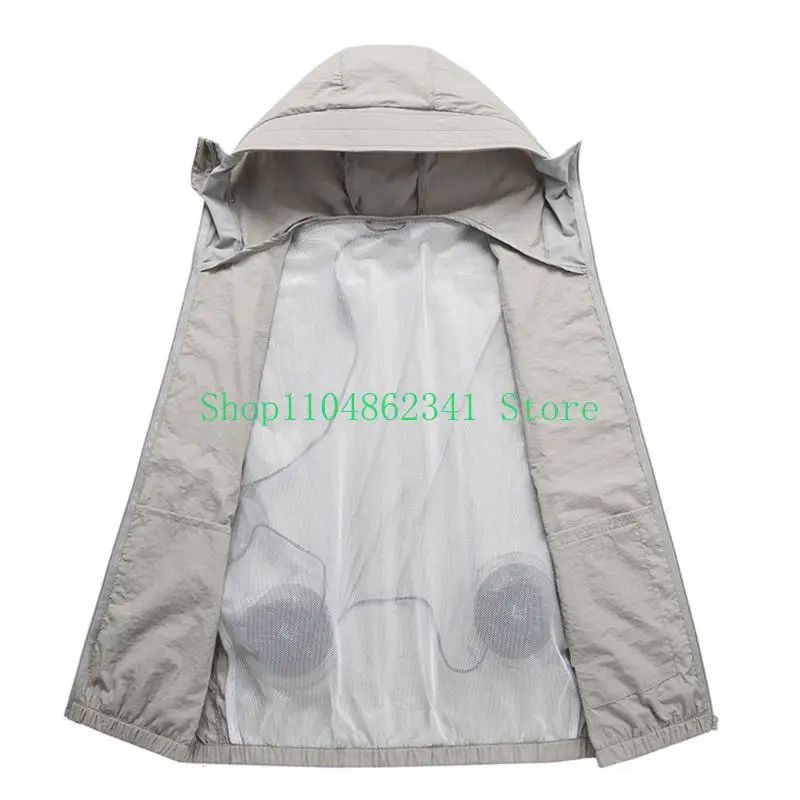 Giacca rinfrescante per uomo Donna Giacca climatizzata per climi caldi Giacca indossabile con cappuccio cool Camicia da sole a maniche lunghe