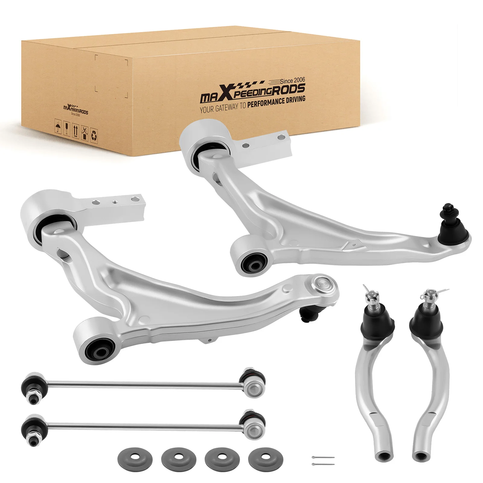 6pcs Suspension Front Lower Control Arm Tie Rods Sway Bar For Acura MDX ZDX 2007-2013