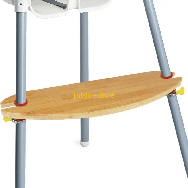 Y4QA Wooden High Chair Footrest Adjustable Universal Baby High Chair Footrest Highchairs Pedal with Rubber Rings Round Corner