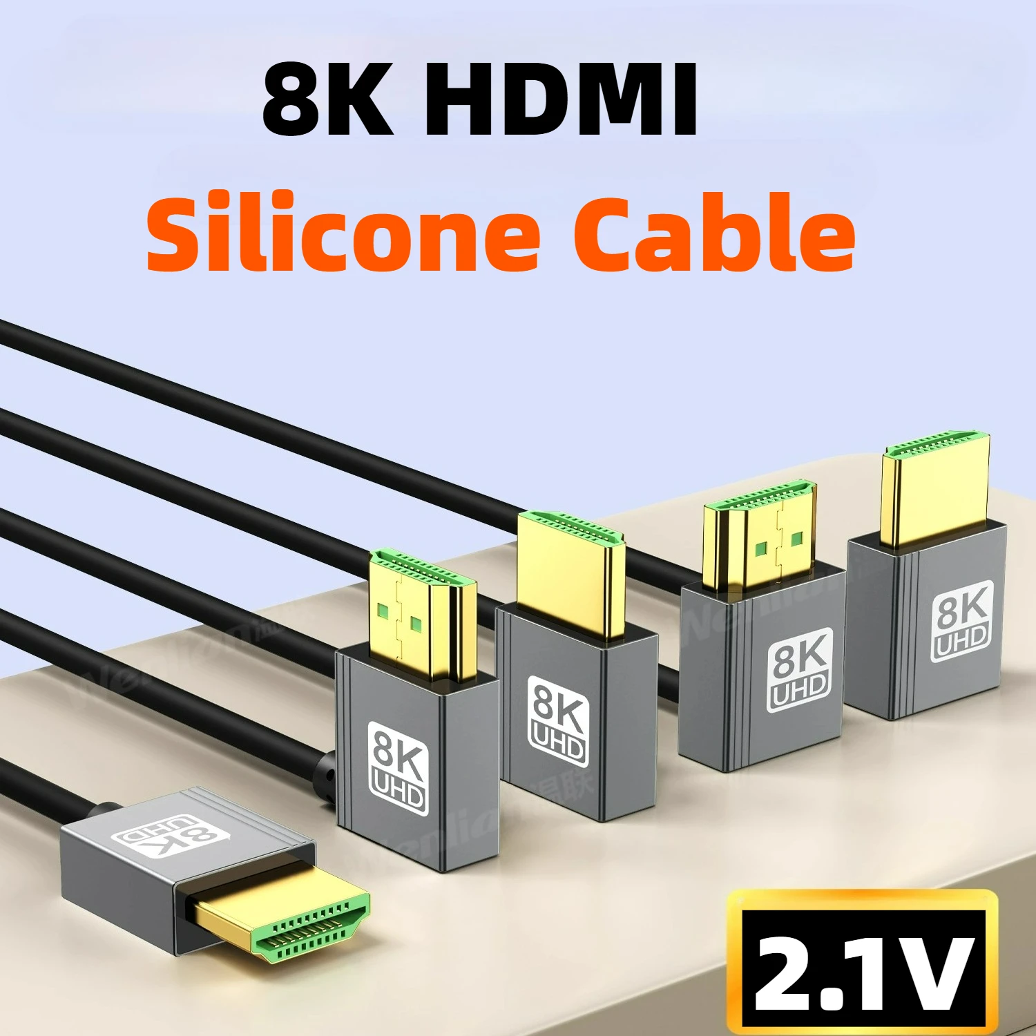 كابل HDMI من السيليكون 8K 2.1 كابل قصير ناعم فائق الدقة للكاميرات وكاميرات الفيديو المباشرة وشاشات بزاوية قائمة #1