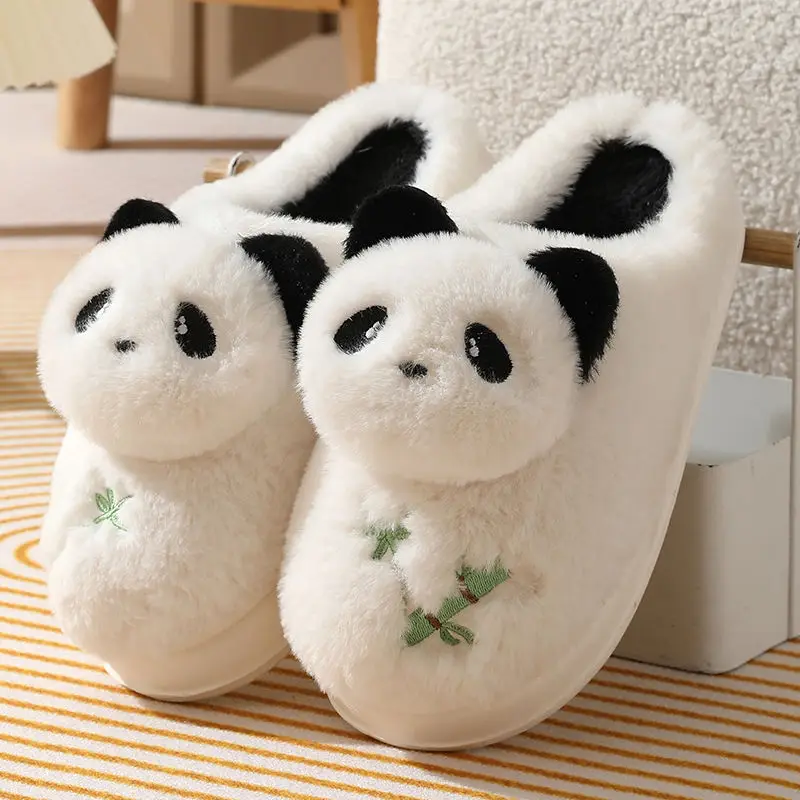 

2024 Winter house shoes panda sliders women's cheap comfortable indoor slipper ladies fuzzy home shoes woman flip flops animals