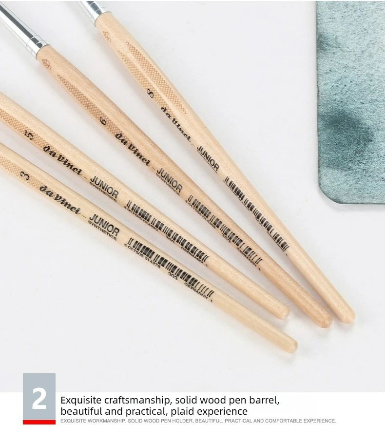 Deutscher Da Vinci Student Series 303 Junior-Pinsel, rund, elastisch, synthetisch, mit lackiertem, nicht rollendem Griff für Aquarelle – Detail 6