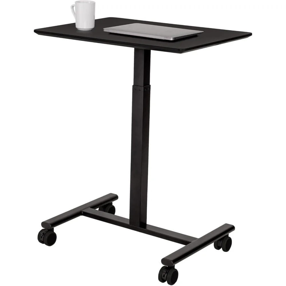

Airlift Height Adjustable Pneumatic Laptop Sit Stand Desk Mobile Rolling Cart, Computer Workstation