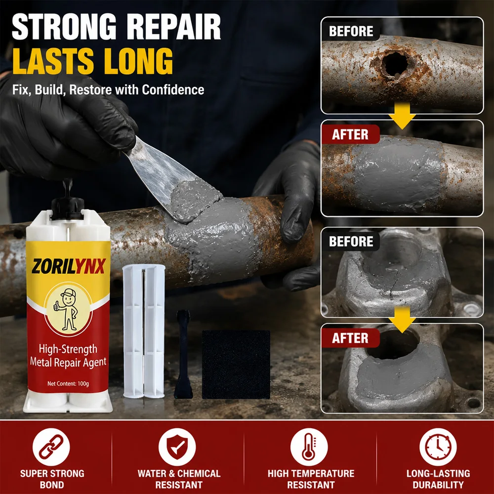 100g High Temperature Metal Welding Glue High Strength Repair Agent Magic AB Adhesive Twin Tubes for Plastic Wood Rebar ZORILYNX