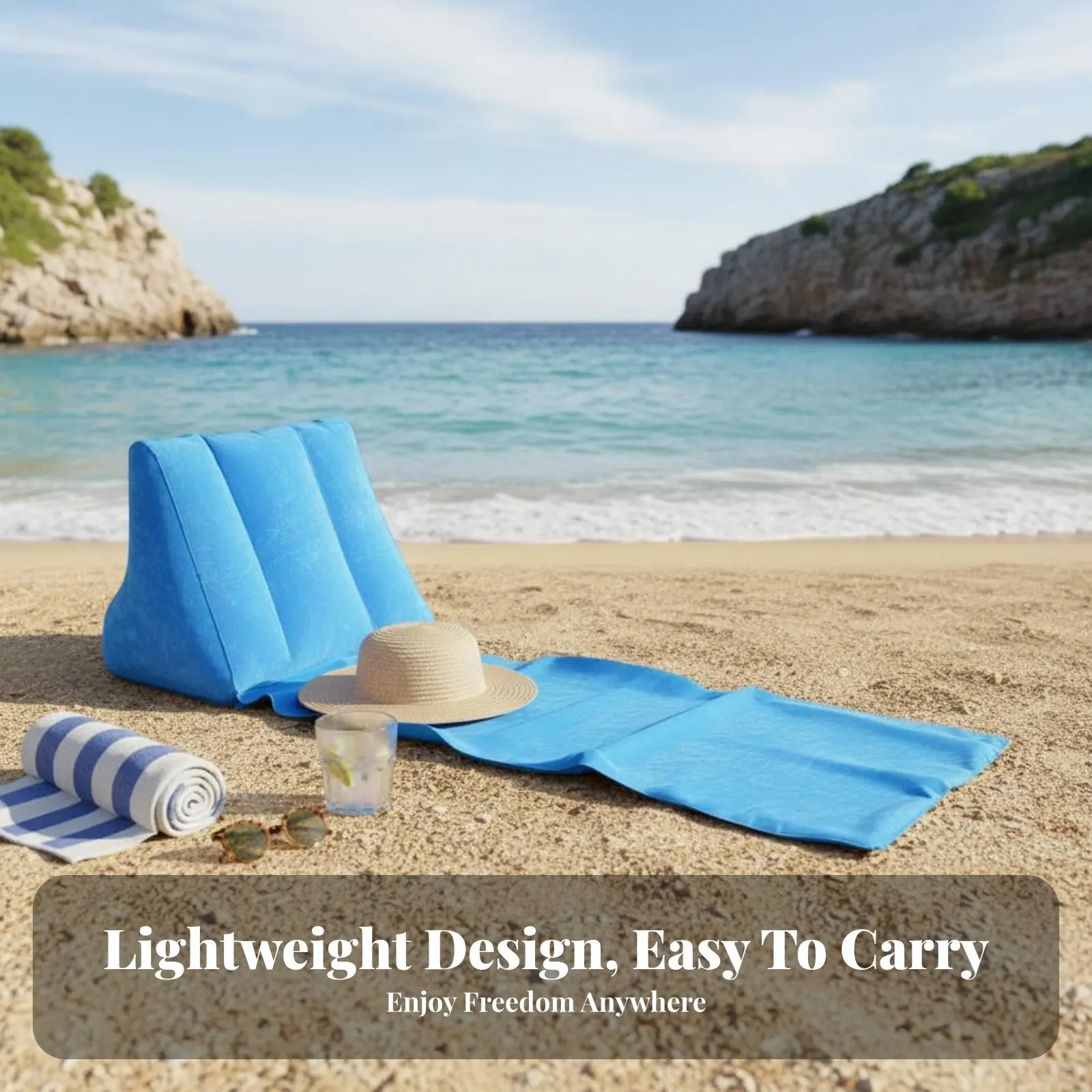 

Inflatable Flocked Triangle Pillow Support Support Inflatable Beach Backrest Portable Air Lounger Leak-Resistant for by the Pool