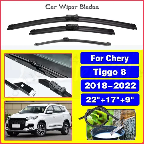 Для Chery Chirey Tiggo 8 2018-2022 22 "+ 17" + 9 "автомобильные аксессуары силиконовые щетки резак аксессуары бесшумная версия обновления