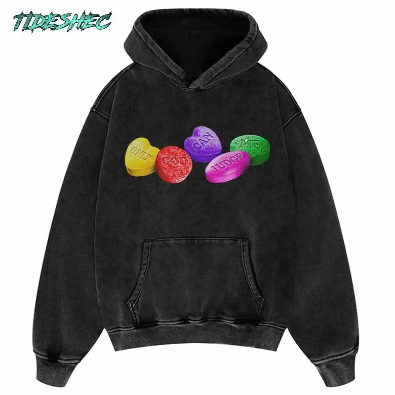 

Harajuku Vintage Graphic Hoodie Y2K 2024 Hip Hop Lip Pill Print Punk Gothic Pullover Hooded Sweatshirt