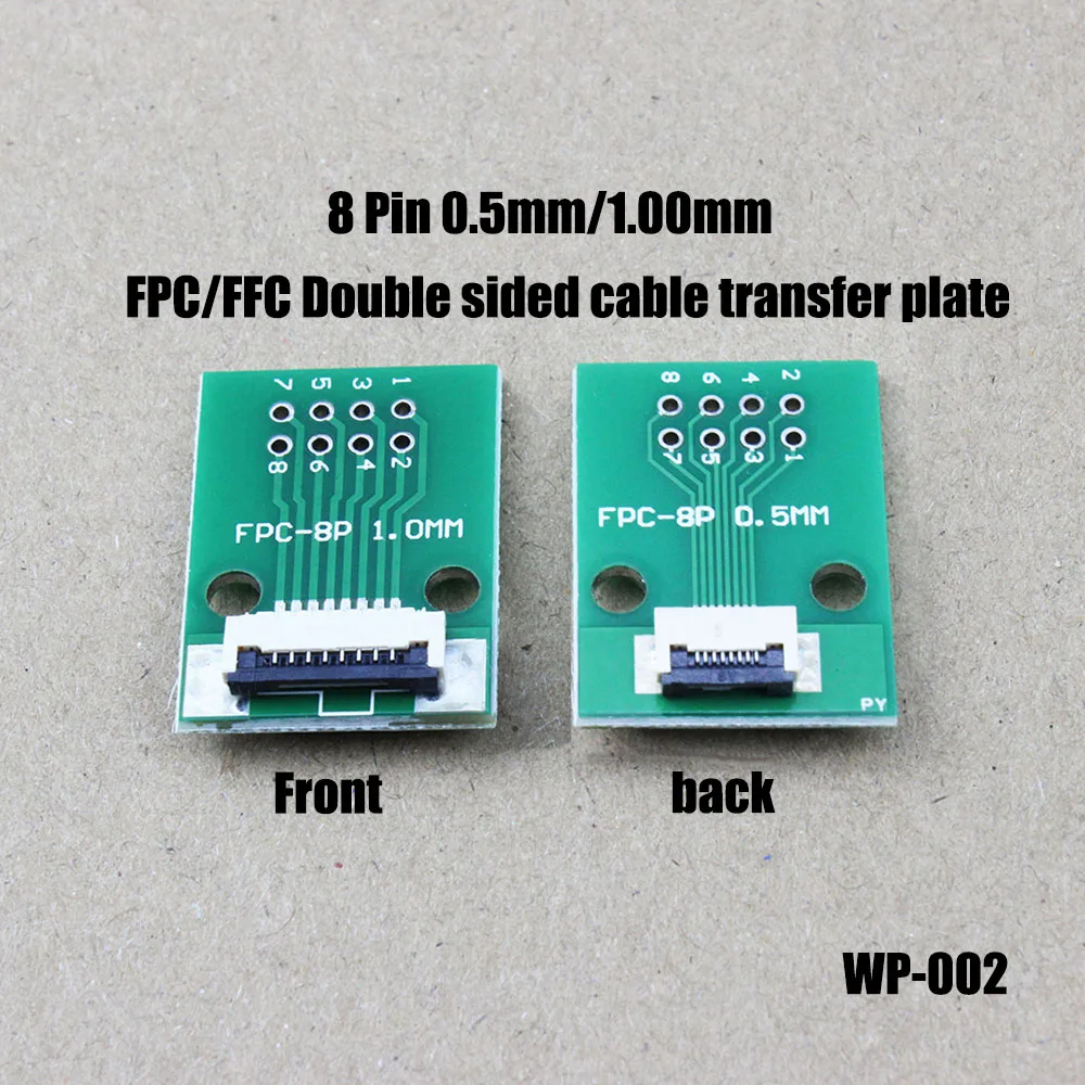 8 Pin 0.5Mm/1.0Mm Afstand Dubbelzijdig Fpc/Ffc Pcb Connector Socket Adapter Board,8 P Dubbelzijdig Platte Kabel Socket WP-002