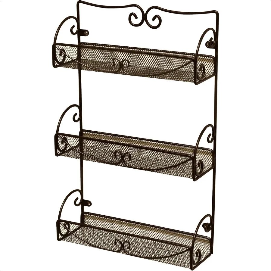 

3 Tier Wall Mounted Hanging Spice Rack Bronze