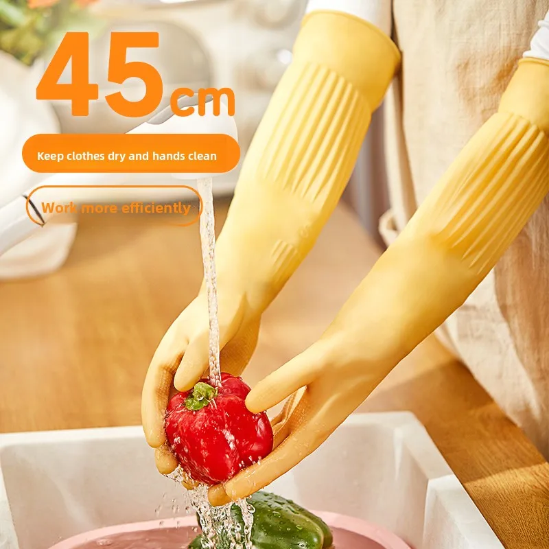 قفازات Thiened المطاطية Diwaing للنساء المطبخ الغسيل المنزلي Durabili قفازات مقاومة للماء باللون الأحمر الشرقي