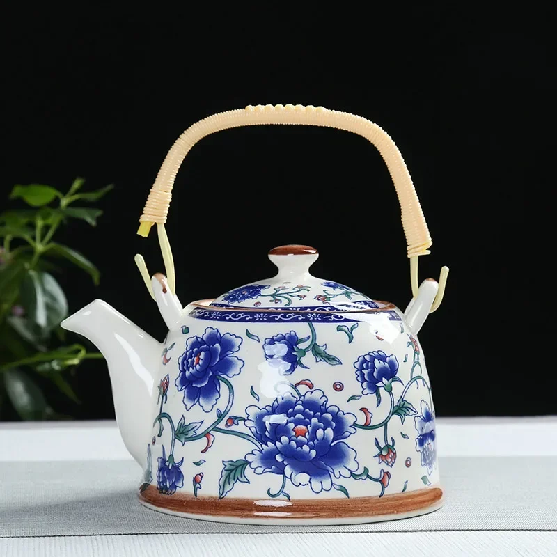 

China Porcelain Teapot with Strainer Net High Capacity 500 900ML Traditional Chinese Retro Ceramic Tea Set