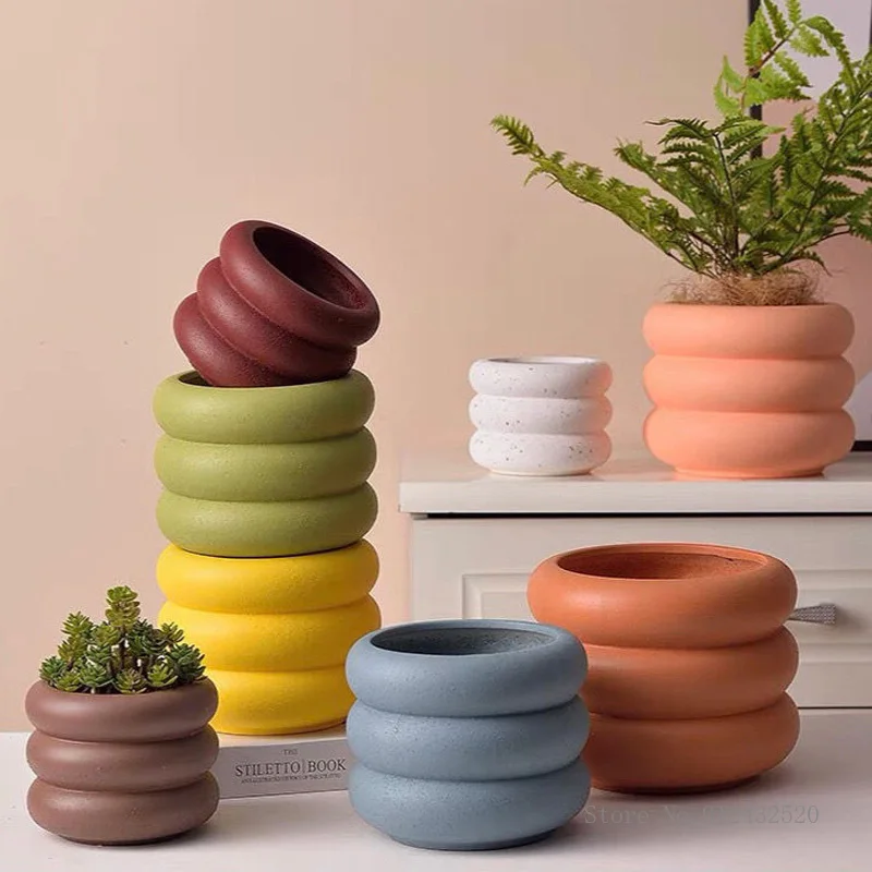 Nordic Ceramic Frosted Flower Pots with Holes, Simple Home Living Room Decoration, Creative Flower Pots, New