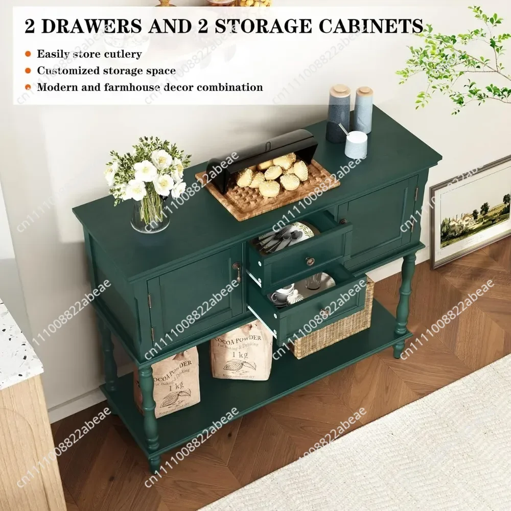 American Vintage Dark Green Solid Wood Entryway Cabinet Dining Sideboard Living Room Partition Storage Cabinet Shelving Unit hot