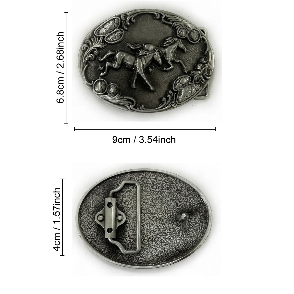 Retro Antique Silver Embossed Double Galloping Horse Cowboy Belt Buckle for Men Country Western Belt Accessory Dropshipping