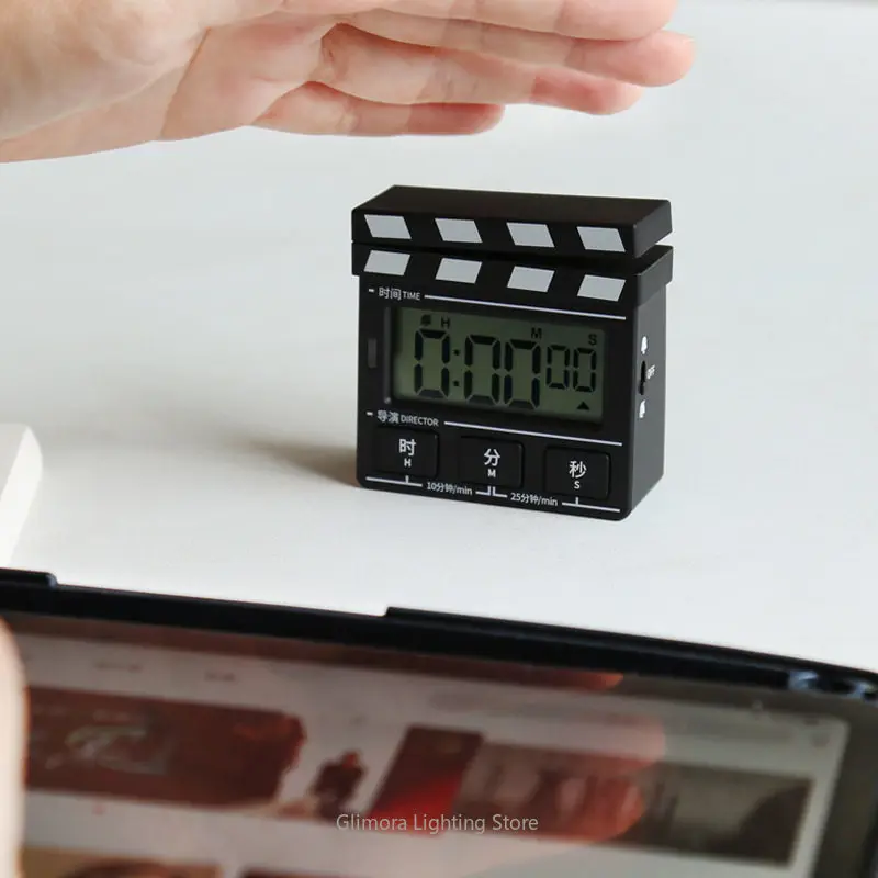 Plate Timer Movie Clapboard Kitchen Countdown Reminder for Cooking, Film Director Style Timer for Home, Gift for Movie Lovers