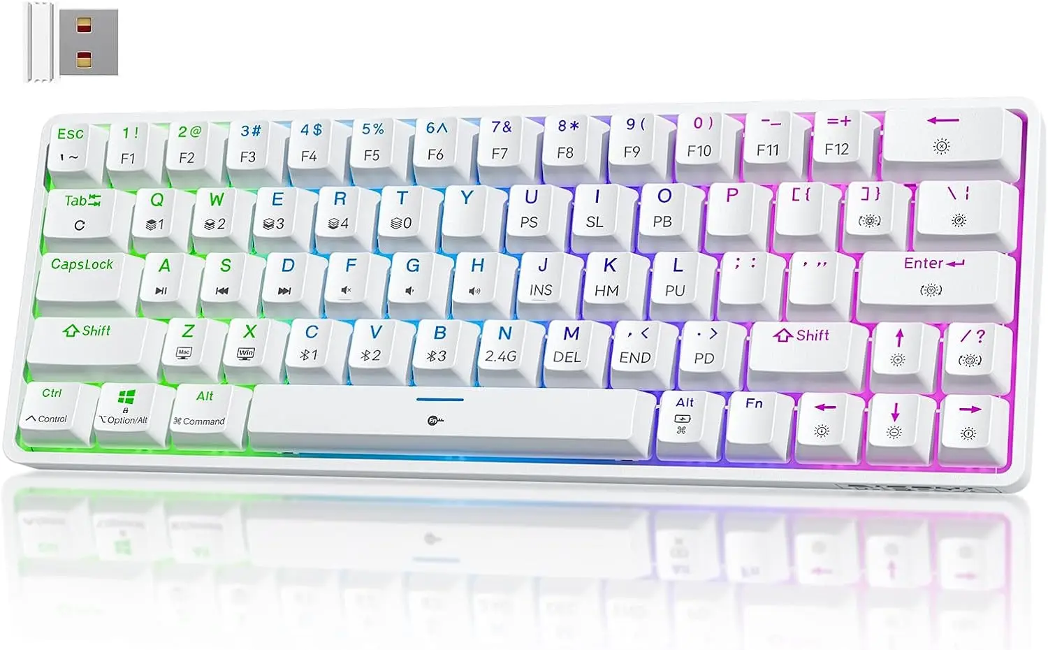 

TMKB T63 Gaming Keyboard, 60% Wireless Mechanical Keyboard, Bluetooth/2.4G/Type-C, 63 Keys, RGB Backlight, Clicky Blue Switch -